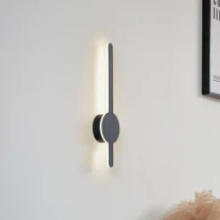 Lindby Gang|Væglamper > LED-væglampe Borian, sort, aluminium, 40 cm