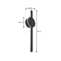Lindby Gang|Væglamper > LED-væglampe Borian, sort, aluminium, 40 cm