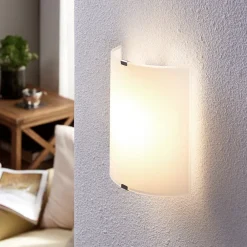Lindby Gang|Pendellamper > LED-væglampe Helmi, højde 21 cm, glas, halvcirkelformet