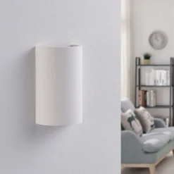 Væglamper|Væglamper ^ Lindby LED-væglampe Jenke, højde 16 cm, hvid, gips