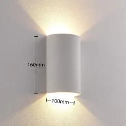 Væglamper|Væglamper ^ Lindby LED-væglampe Jenke, højde 16 cm, hvid, gips