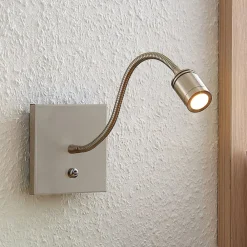 Lindby Væglamper|Væglamper > LED-væglampe Legera, 11 cm, nikkelfarvet, fleksibel arm