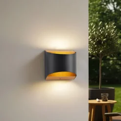 Lindby Terrassebelysning|Væglamper > LED-væglampe Lenore, sort, metal, 13 cm, IP44