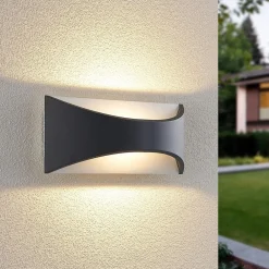 Lindby Terrassebelysning|Væglamper > LED-væglampe Mathea, 30 cm, antracit, aluminium, IP65