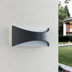 Lindby Terrassebelysning|Væglamper > LED-væglampe Mathea, 30 cm, antracit, aluminium, IP65