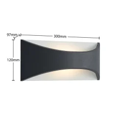 Lindby Terrassebelysning|Væglamper > LED-væglampe Mathea, 30 cm, antracit, aluminium, IP65
