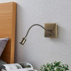Lindby Væglamper|Væglamper > LED-væglampe Mayar, 2, messing, læselampe, 11 cm