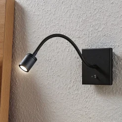 Lindby Væglamper|Væglamper > LED-væglampe Mayar, sort, metal, læselampe, 11cm