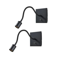 Væglamper|Væglamper ^ Lindby LED-væglampe Mayar, 2 stk, sort, læselampe, 11 cm