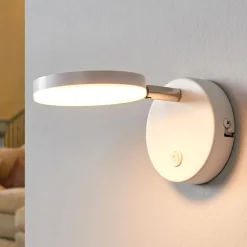 Lindby Pendellamper|Gang > LED-væglampe Milow, hvid, 9,6 cm høj, afbryder