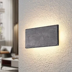 Gang|Pendellamper ^ Lindby LED-væglampe Peetu, 22 cm lang, skifer, dæmpbar