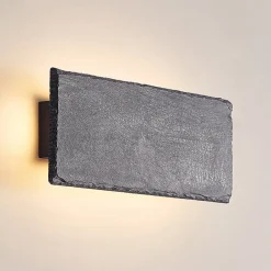 Gang|Pendellamper ^ Lindby LED-væglampe Peetu, 22 cm lang, skifer, dæmpbar