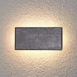 Gang|Pendellamper ^ Lindby LED-væglampe Peetu, 22 cm lang, skifer, dæmpbar