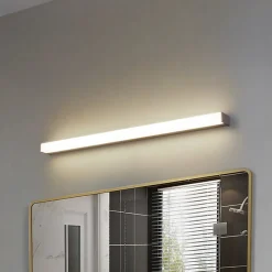 Lindby Væg- Og Spejllamper|Væglamper > LED-væglampe Philippa, kantet, 89 cm, aluminiumsfarvet, IP44