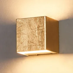 Væglamper|Væglamper ^ Lindby LED-væglampe Quentin, 9 cm bred, guldfarvet, metal