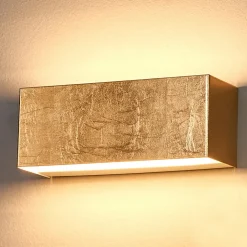 Lindby Gang|Pendellamper > LED-væglampe Quentin, 23 cm bred, guldfarvet, metal
