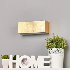 Lindby Gang|Pendellamper > LED-væglampe Quentin, 23 cm bred, guldfarvet, metal