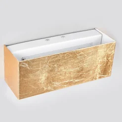 Lindby Gang|Pendellamper > LED-væglampe Quentin, 23 cm bred, guldfarvet, metal