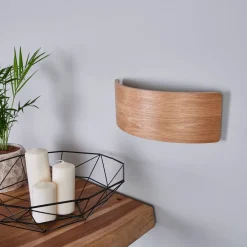 Lindby Pendellamper|Væglamper > LED-væglampe Rafailia, bredde 33 cm, træ, 3.000K