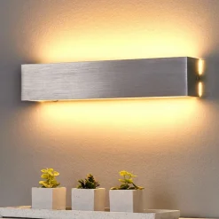 Lindby Væglamper|Væglamper > LED-væglampe Ranik, 40 cm, aluminiumsfarvet, metal