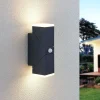 Lindby Væglampe Med Sensor|Væglamper > LED-væglampe Sally, 22 cm, antracit, IP54, sensor