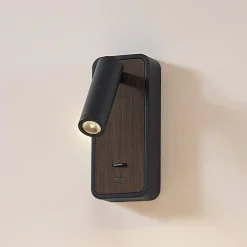 Lindby Væglamper|Væglamper > LED-væglampe Tallis, sort, USB-C, bevægelig