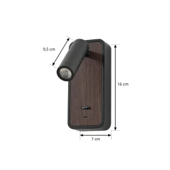 Lindby Væglamper|Væglamper > LED-væglampe Tallis, sort, USB-C, bevægelig