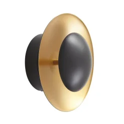 Lindby Væglamper|Væglamper > LED-væglampe Tiama, metal, sort/guld, Ø 20 cm