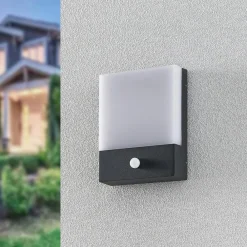 Lindby Væglampe Med Sensor|Terrassebelysning > LED-væglampe Vanira, antracit, aluminium, sensor, IP54