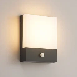 Lindby Væglampe Med Sensor|Terrassebelysning > LED-væglampe Vanira, antracit, aluminium, sensor, IP54