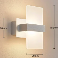 Lindby Gang|Pendellamper > LED-væglampe Yorick, 18 cm, aluminium/hvid med afbryder