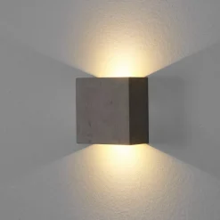 Væglamper|Væglamper ^ Lindby LED-væglampe Yva, grå, beton, 13 x 13 cm, op/ned