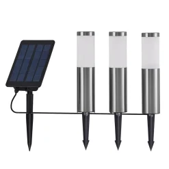 Lindby Solcellelamper|Udendørs Spot > Lexiane LED-solcellelamper, 3-sæt, stål