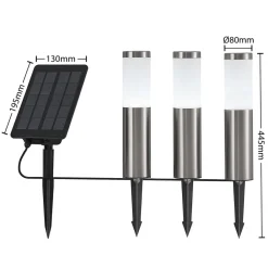 Lindby Solcellelamper|Udendørs Spot > Lexiane LED-solcellelamper, 3-sæt, stål