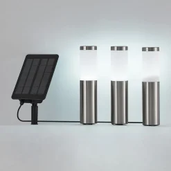 Lindby Solcellelamper|Udendørs Spot > Lexiane LED-solcellelamper, 3-sæt, stål