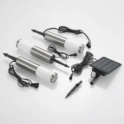 Lindby Solcellelamper|Udendørs Spot > Lexiane LED-solcellelamper, 3-sæt, stål