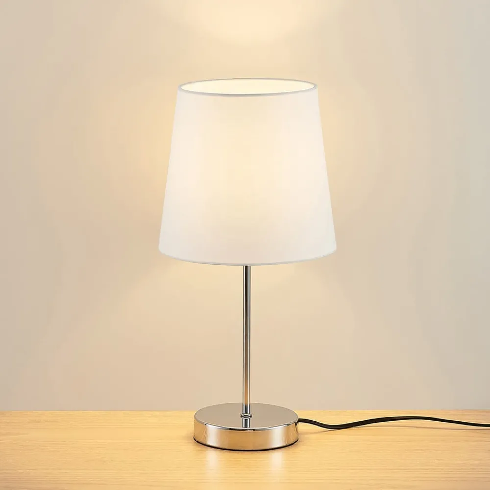 Lindby Bordlamper > Leza bordlampe, krom, hvid skærm
