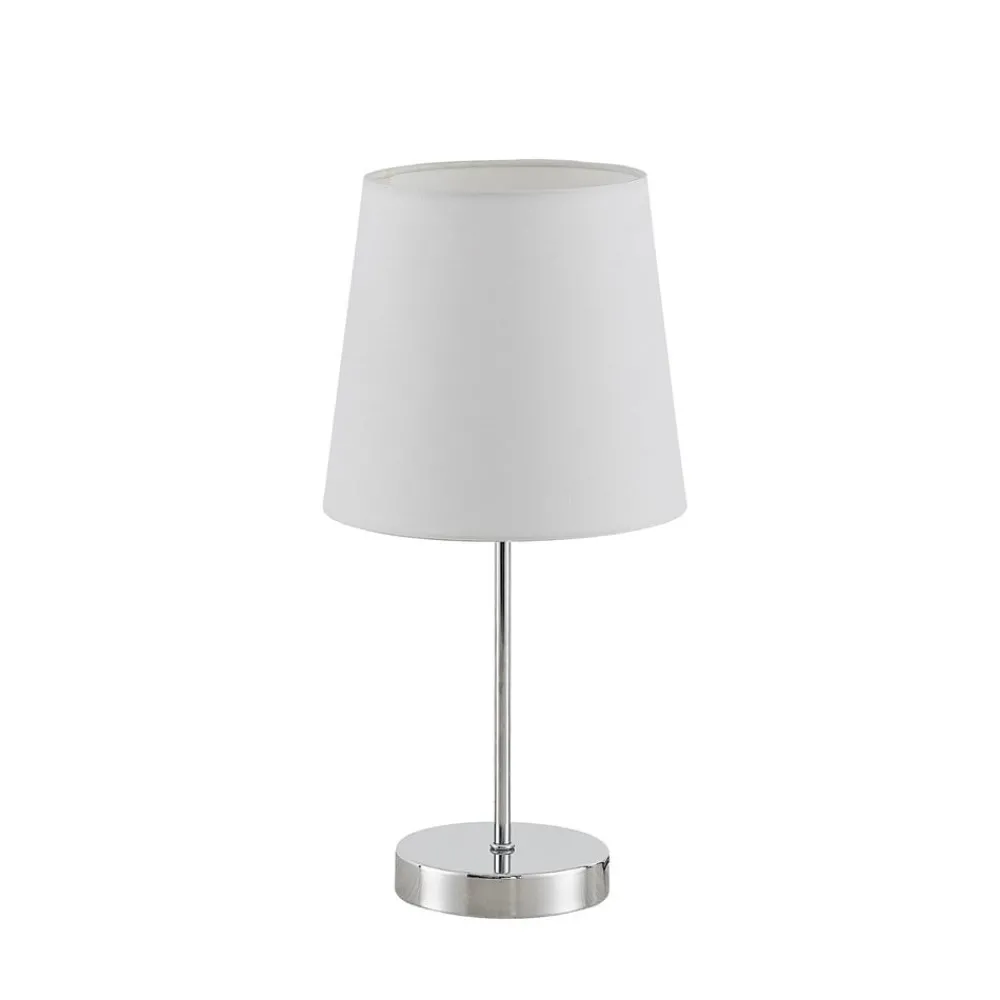 Lindby Bordlamper > Leza bordlampe, krom, hvid skærm