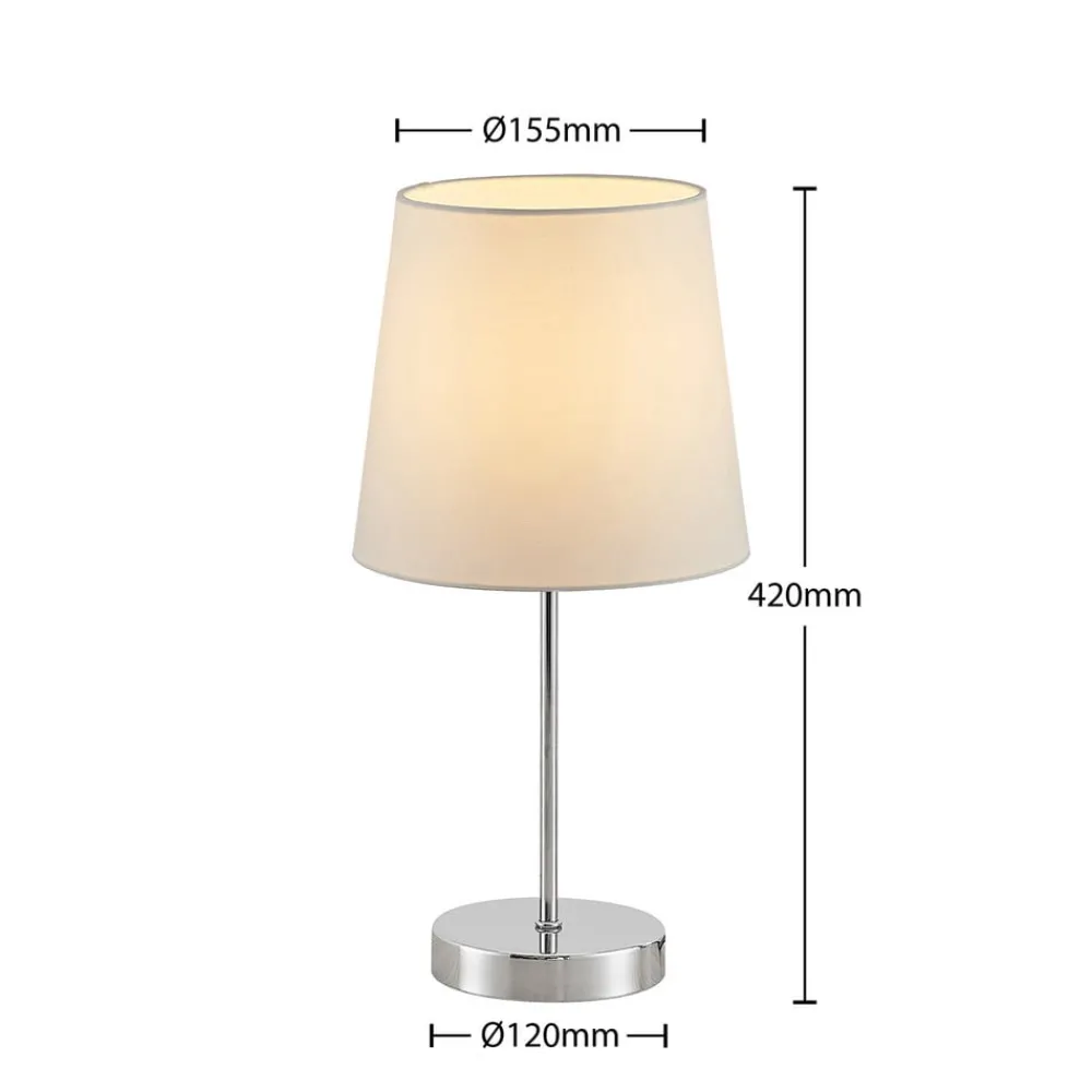 Lindby Bordlamper > Leza bordlampe, krom, hvid skærm