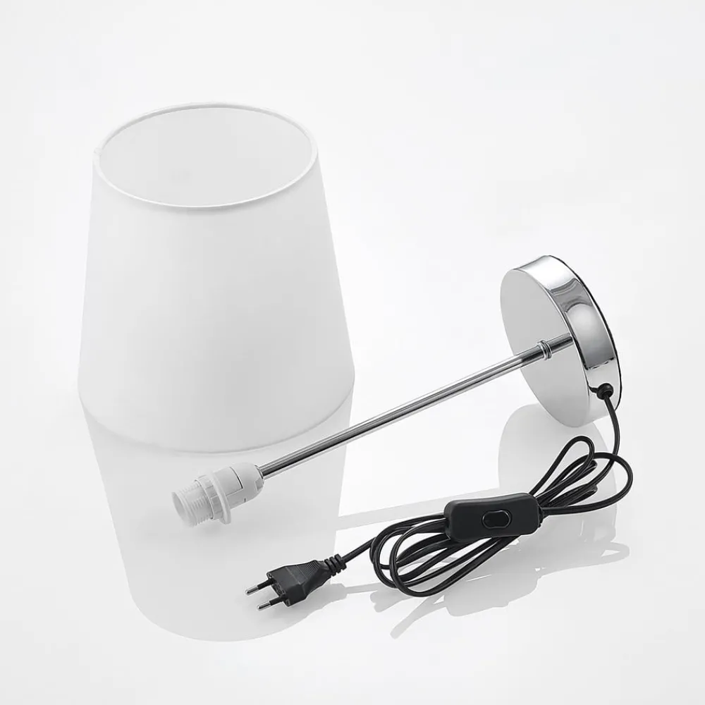 Lindby Bordlamper > Leza bordlampe, krom, hvid skærm