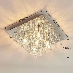 Gang|Loftlamper ^ Lindby loftlampe Annica, kantet, krom, metal, 42 cm