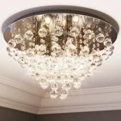 Lindby Loftlamper|Loftlamper > loftlampe Annica, rund, krom, metal, Ø 46cm
