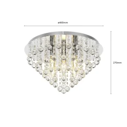 Lindby Loftlamper|Loftlamper > loftlampe Annica, rund, krom, metal, Ø 46cm