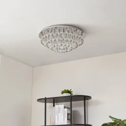 Lindby Loftlamper|Loftlamper > loftlampe Antonino, 8 lyskilder, krom, krystal, 55 cm