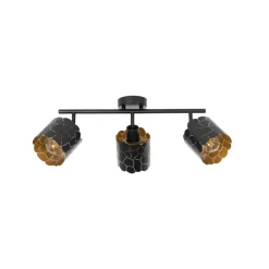 Lindby Gang|Loftlamper > loftlampe Aralena, sort/guld, 3 lyskilder, længde 70 cm