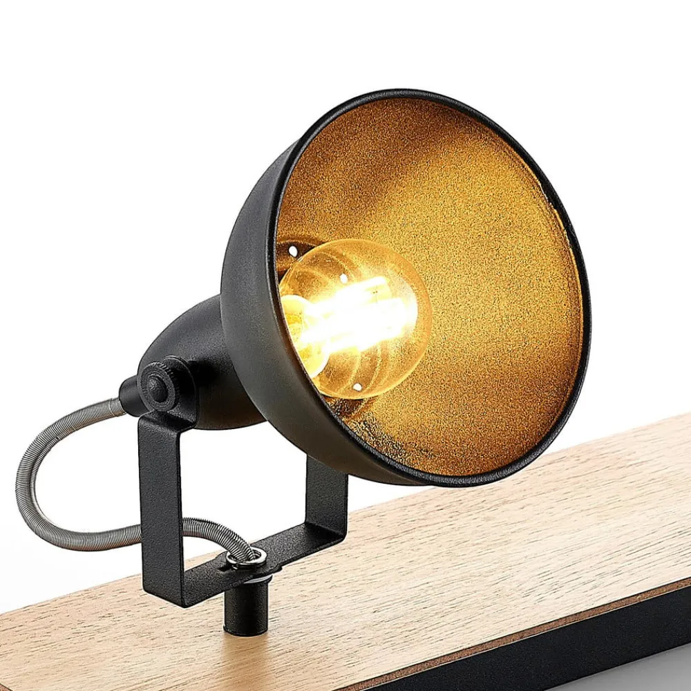 Gang|Loftlamper ^ Lindby loftlampe Aylis, 2 lyskilder, 40 cm, sort, træ, E14