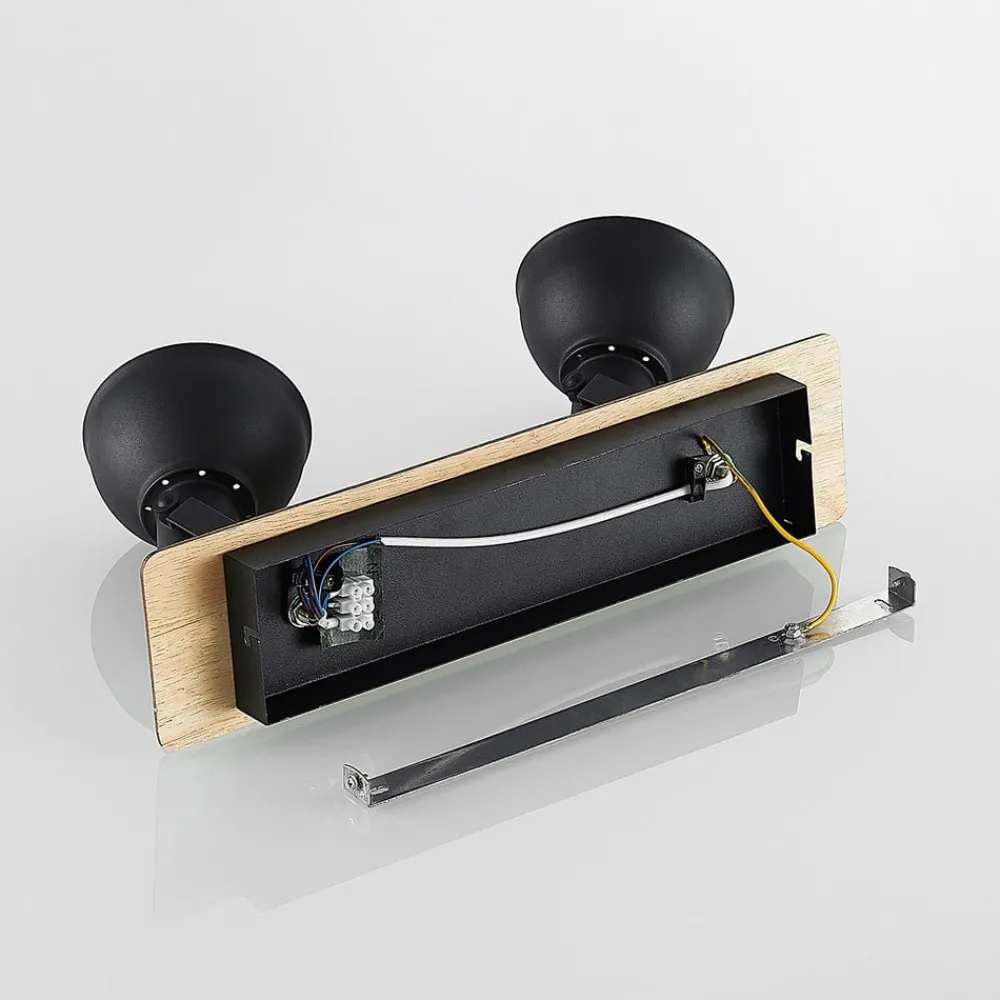 Gang|Loftlamper ^ Lindby loftlampe Aylis, 2 lyskilder, 40 cm, sort, træ, E14