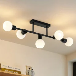 Lindby Gang|Loftlamper > loftlampe Biscala, 5flg, sort/opal
