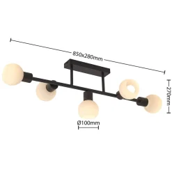 Lindby Gang|Loftlamper > loftlampe Biscala, 5flg, sort/opal