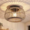 Loftlamper|Loftlamper ^ Lindby loftlampe Bominio, Ø 40 cm, rattan, træ, E27